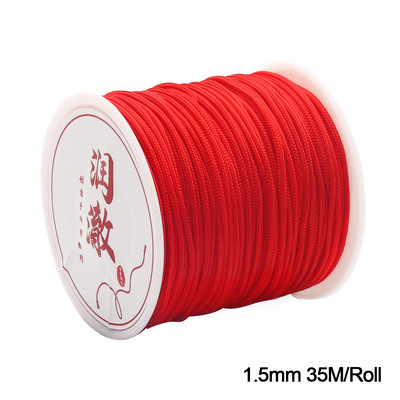 Punane nailonist nöörist pärlimisniit Hiina sõlm makraamnöörist käevõru punutud köiega nöör ehete valmistamiseks meisterdades käsitöö tuti kaelakee