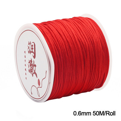 Punane nailonist nöörist pärlimisniit Hiina sõlm makraamnöörist käevõru punutud köiega nöör ehete valmistamiseks meisterdades käsitöö tuti kaelakee