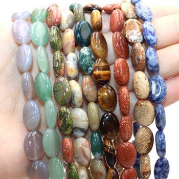 Φυσικό οβάλ Σχήμα Πέτρα Tiger Eye Opal Agates Jades Crystal Loose Spacer Beads for Jewelry Making Charm DIY βραχιόλι κολιέ