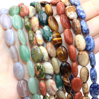 Φυσικό οβάλ Σχήμα Πέτρα Tiger Eye Opal Agates Jades Crystal Loose Spacer Beads for Jewelry Making Charm DIY βραχιόλι κολιέ