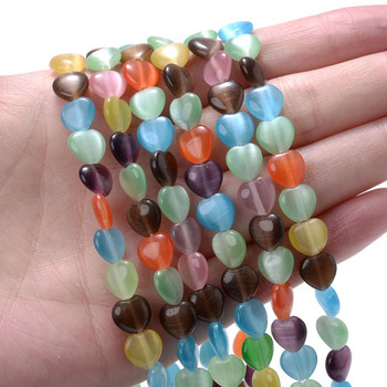 Love Heart Cat Eye Beads Natural Stone Opal Loose Spacer Beads for Jewelry Making DIY Βραχιόλι κολιέ προμήθειες 8x8mm