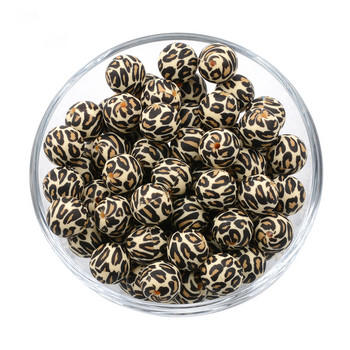 LOFCA 10pcs12mm/15mm/19mm Tie βαφή λεοπάρ Terrazzo Dalmatian camo Σιλικόνης οδοντοφυΐας DIY Μασώμενες πολύχρωμες για βρέφη