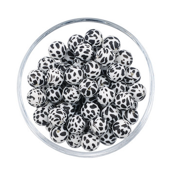 LOFCA 10pcs12mm/15mm/19mm Tie βαφή λεοπάρ Terrazzo Dalmatian camo Σιλικόνης οδοντοφυΐας DIY Μασώμενες πολύχρωμες για βρέφη