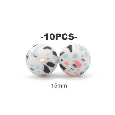 LOFCA 10pcs12mm/15mm/19mm Tie βαφή λεοπάρ Terrazzo Dalmatian camo Σιλικόνης οδοντοφυΐας DIY Μασώμενες πολύχρωμες για βρέφη