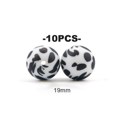 LOFCA 10pcs12mm/15mm/19mm Tie βαφή λεοπάρ Terrazzo Dalmatian camo Σιλικόνης οδοντοφυΐας DIY Μασώμενες πολύχρωμες για βρέφη