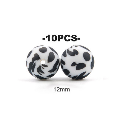 LOFCA 10pcs12mm/15mm/19mm Tie βαφή λεοπάρ Terrazzo Dalmatian camo Σιλικόνης οδοντοφυΐας DIY Μασώμενες πολύχρωμες για βρέφη