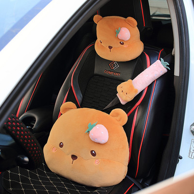 Naslon za glavu iz crtanog automobila, plišani dodaci za automobile - sjedalo, štitnik za vrat, lumbalni jastuk, slatka navlaka za sigurnosni pojas - jastučić za jastuk automobila