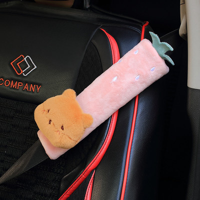 Naslon za glavu iz crtanog automobila, plišani dodaci za automobile - sjedalo, štitnik za vrat, lumbalni jastuk, slatka navlaka za sigurnosni pojas - jastučić za jastuk automobila