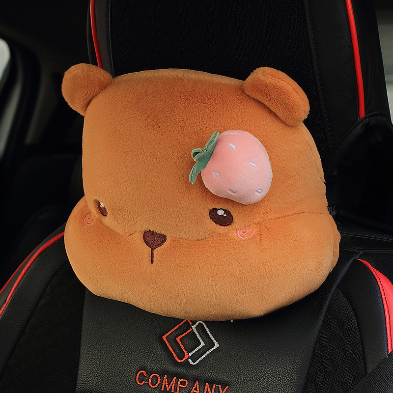 Naslon za glavu iz crtanog automobila, plišani dodaci za automobile - sjedalo, štitnik za vrat, lumbalni jastuk, slatka navlaka za sigurnosni pojas - jastučić za jastuk automobila