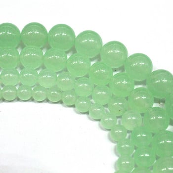 Χονδρική Πράσινη Aventurine Chalcedony Jades Χάντρες φυσικής πέτρας Στρογγυλές χαλαρές χάντρες για κατασκευή κοσμημάτων Βραχιόλι Diy 4-12 mm 15\