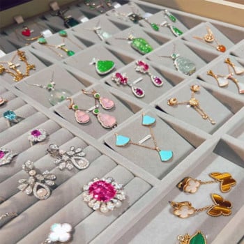 Μαλακό Velvet Jewelry Box Συρτάρι Αποθήκευση Οθόνη Δίσκος Συρταροθήκη Θήκη κοσμημάτων για δαχτυλίδια Σκουλαρίκια Βραχιόλι Jewelry Box Organizer