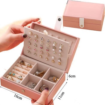 2022 Colors Square Portable Jewelry Box Δερμάτινα σκουλαρίκια PU Δαχτυλίδι κοσμήματα Storage Organizer Κρεμαστό θήκη Συσκευασία δώρου