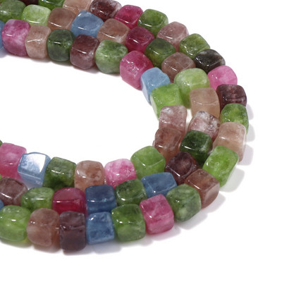 Turmalin Természetes Kő Achát Gyöngyök Kocka Laza Távtartó Négyzet Gyöngyök Ékszerkészítéshez Barkácsolás Charms Karkötő Nyaklánc 8x8mm