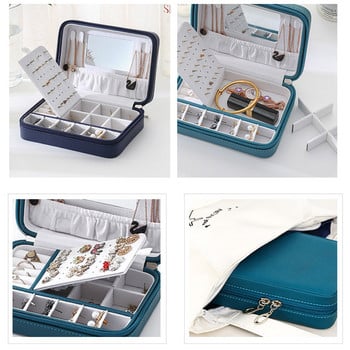 2022 Portable Jewellery Box Jewelry Organizer Εμφάνιση Ταξιδιωτικής κοσμηματοθήκης Κουτιά Δερμάτινη αποθήκευση με φερμουάρ Jewelers Joyero
