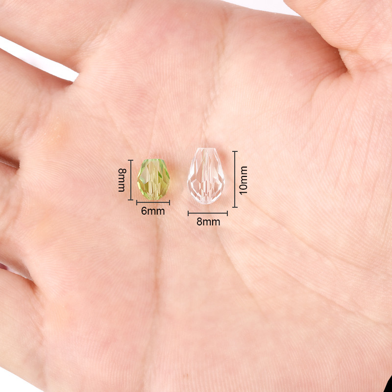 Κορυφαίες πωλήσεις Κρυστάλλινα δάκρυ σε σχήμα σταγόνας χάντρες γυάλινες χάντρες 6Χ8 χιλιοστά, 8Χ10 χιλιοστά Loose Spacer Στρογγυλές χάντρες για κοσμήματα που κατασκευάζουν DIY 24 χρώματα