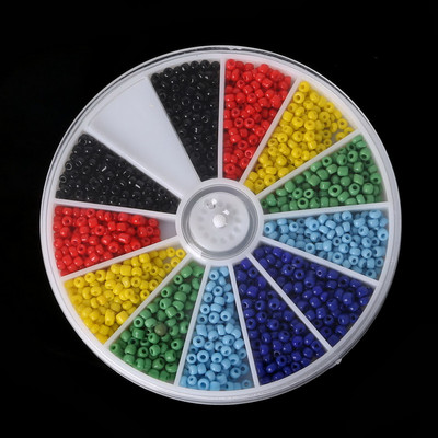 Hot-1 Set Beads Kit 12 Grid mix szín 1000db Tömör cseh üvegmag távtartó gyöngyök Ékszer készítés barkács gyöngyök
