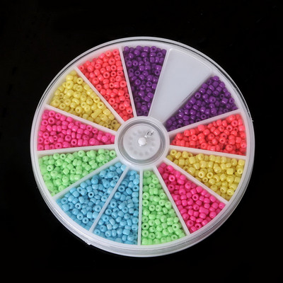Hot-1 Set Beads Kit 12 Grid mix szín 1000db Tömör cseh üvegmag távtartó gyöngyök Ékszer készítés barkács gyöngyök