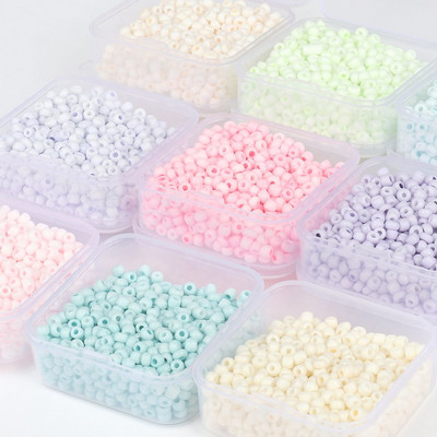 500Pcs/Κουτί 3mm Matte Macaroon Color Charm Glass Seed Bead Στρογγυλή χάντρα Spacer για κοσμήματα Αξεσουάρ κολιέ βραχιολιών DIY