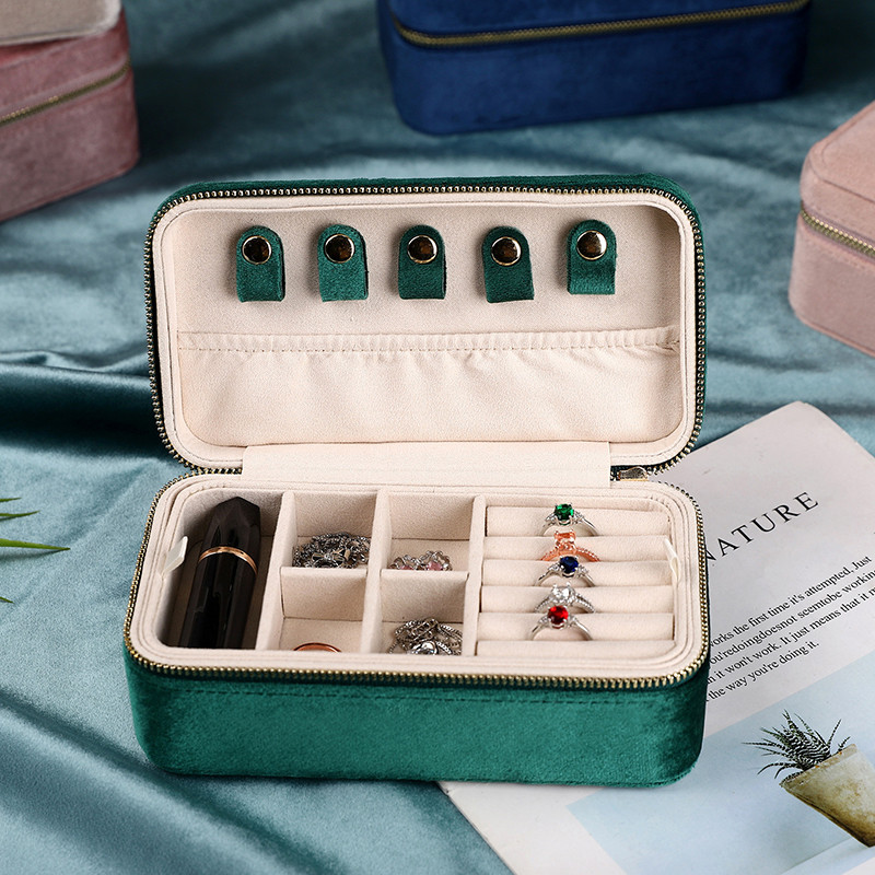 Veleprodajna dvoslojna baršunasta kutija za pohranu nakita, prijenosna kutija za naušnice, kutija za prstenje, kutija za pakiranje nakita, poklon kutija