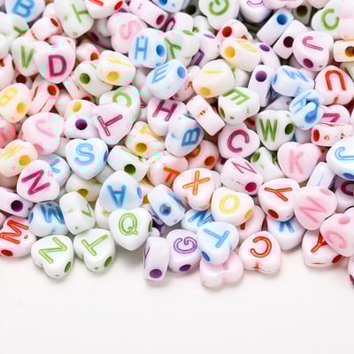 100 kom/lot Srce akrilne perle sa slovom šarene abecede labave razmaknice perle za izradu nakita DIY ručno izrađena narukvica ogrlica