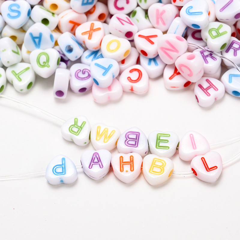 100 kom/lot Srce akrilne perle sa slovom šarene abecede labave razmaknice perle za izradu nakita DIY ručno izrađena narukvica ogrlica