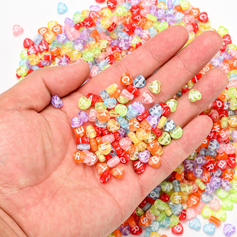 100 kom/lot Srce akrilne perle sa slovom šarene abecede labave razmaknice perle za izradu nakita DIY ručno izrađena narukvica ogrlica