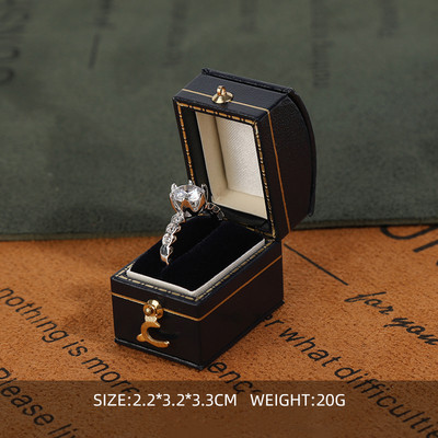 Cutie cu inele retro personalizată cu logo, cutie cu inele cu diamante de ultimă generație, propunere, ceremonie de nuntă, bijuterii, fotografie, bijuterii, recuzită, cutie de bijuterii