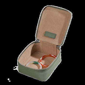Κουτί αποθήκευσης κοσμημάτων Φορητό Matcha Πράσινη μεγάλη χωρητικότητα Μέλι κερί τουρμαλίνη επιστολόχαρτο βραχιόλι με φερμουάρ
