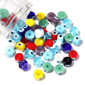 10 бр. Кръгли Lampwork Evil Eye Beads Liuli 9 mm плоски свободни модни бижута за мъниста Направи си сам ръчно изработени гривни Компоненти за талисман на телефона