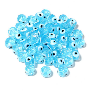 10 бр. Кръгли Lampwork Evil Eye Beads Liuli 9 mm плоски свободни модни бижута за мъниста Направи си сам ръчно изработени гривни Компоненти за талисман на телефона