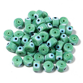 10 бр. Кръгли Lampwork Evil Eye Beads Liuli 9 mm плоски свободни модни бижута за мъниста Направи си сам ръчно изработени гривни Компоненти за талисман на телефона