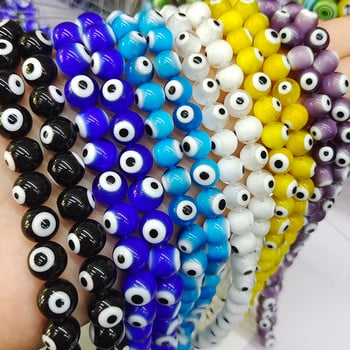 10 бр. Кръгли Lampwork Evil Eye Beads Liuli 9 mm плоски свободни модни бижута за мъниста Направи си сам ръчно изработени гривни Компоненти за талисман на телефона