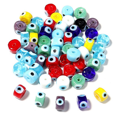 10 τμχ Στρογγυλά Lampwork Evil Eye Beads Liuli 9mm Flat Loose Fashion Jewelry For Bead Diy Χειροποίητα βραχιόλια Εξαρτήματα γούρι τηλεφώνου