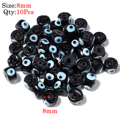 10kom Okrugle Lampwork Evil Eye perle Liuli 9 mm ravne labave modni nakit za perle Diy ručno izrađene narukvice Komponente privjesaka za telefon