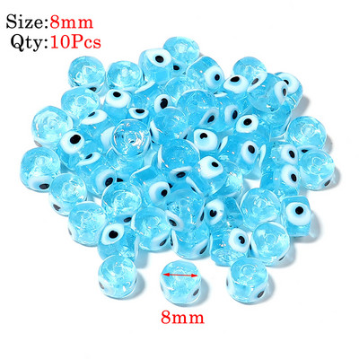 10kom Okrugle Lampwork Evil Eye perle Liuli 9 mm ravne labave modni nakit za perle Diy ručno izrađene narukvice Komponente privjesaka za telefon