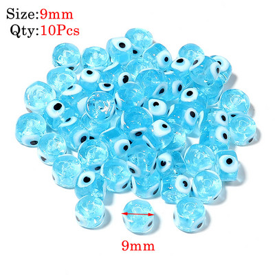 10kom Okrugle Lampwork Evil Eye perle Liuli 9 mm ravne labave modni nakit za perle Diy ručno izrađene narukvice Komponente privjesaka za telefon
