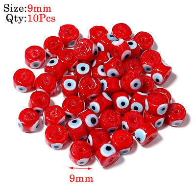 10kom Okrugle Lampwork Evil Eye perle Liuli 9 mm ravne labave modni nakit za perle Diy ručno izrađene narukvice Komponente privjesaka za telefon