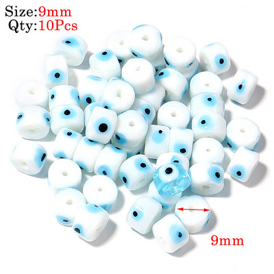 10kom Okrugle Lampwork Evil Eye perle Liuli 9 mm ravne labave modni nakit za perle Diy ručno izrađene narukvice Komponente privjesaka za telefon