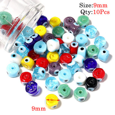 10kom Okrugle Lampwork Evil Eye perle Liuli 9 mm ravne labave modni nakit za perle Diy ručno izrađene narukvice Komponente privjesaka za telefon