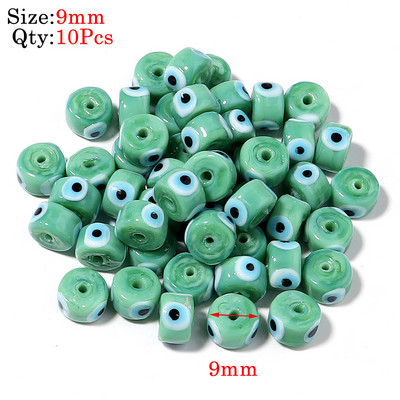 10kom Okrugle Lampwork Evil Eye perle Liuli 9 mm ravne labave modni nakit za perle Diy ručno izrađene narukvice Komponente privjesaka za telefon