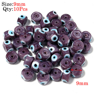 10kom Okrugle Lampwork Evil Eye perle Liuli 9 mm ravne labave modni nakit za perle Diy ručno izrađene narukvice Komponente privjesaka za telefon