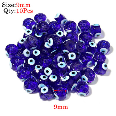 10kom Okrugle Lampwork Evil Eye perle Liuli 9 mm ravne labave modni nakit za perle Diy ručno izrađene narukvice Komponente privjesaka za telefon