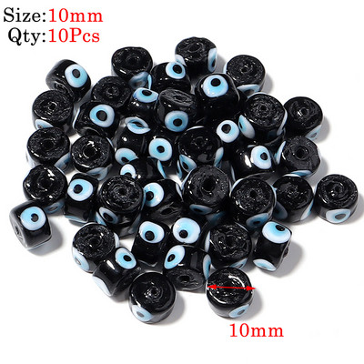 10kom Okrugle Lampwork Evil Eye perle Liuli 9 mm ravne labave modni nakit za perle Diy ručno izrađene narukvice Komponente privjesaka za telefon