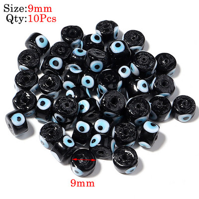 10kom Okrugle Lampwork Evil Eye perle Liuli 9 mm ravne labave modni nakit za perle Diy ručno izrađene narukvice Komponente privjesaka za telefon