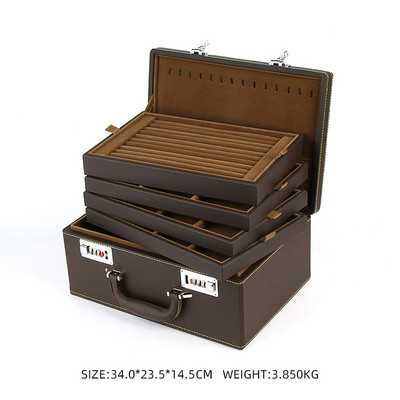 Nova visokokvalitetna kožna višenamjenska prijenosna kutija za nakit Ogrlica s prstenom Kutija za izlaganje nakita velikog kapaciteta