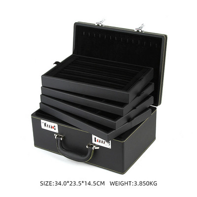 Nova visokokvalitetna kožna višenamjenska prijenosna kutija za nakit Ogrlica s prstenom Kutija za izlaganje nakita velikog kapaciteta