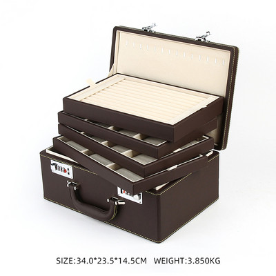 Nova visokokvalitetna kožna višenamjenska prijenosna kutija za nakit Ogrlica s prstenom Kutija za izlaganje nakita velikog kapaciteta