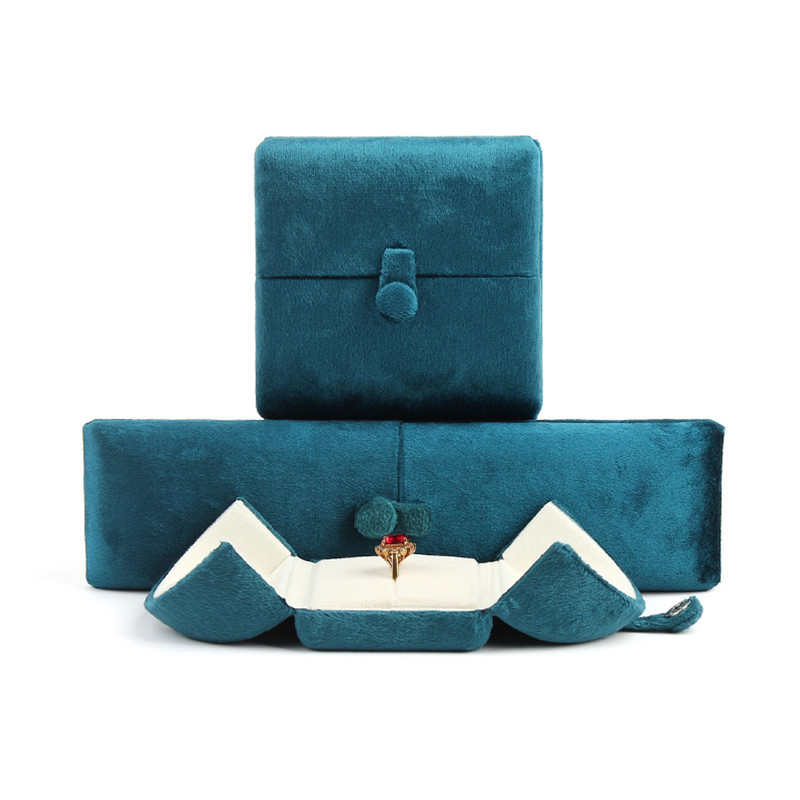 Logo Personalizat Nou Cutie de bijuterii dublă deschisă Cutie de inele de catifea Cutie de ambalaj de bijuterii Brățară Colier Cercei Cutie de ambalare Cutie de cadou