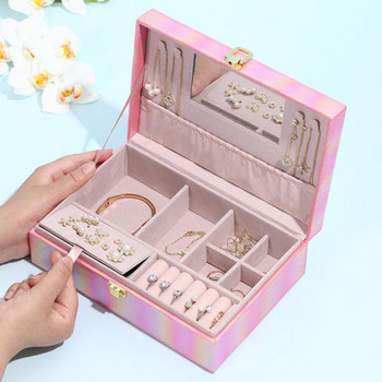 Κουτί αποθήκευσης κοσμημάτων 2022 Νέο κολιέ σκουλαρίκια Δαχτυλίδια Οργάνωση προβολής Θήκη αποθήκευσης Γυναικεία δώρο Απλό φορητό κουτί κοσμημάτων