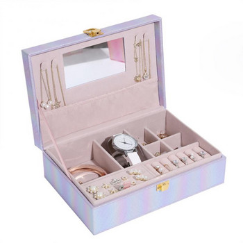 Κουτί αποθήκευσης κοσμημάτων 2022 Νέο κολιέ σκουλαρίκια Δαχτυλίδια Οργάνωση προβολής Θήκη αποθήκευσης Γυναικεία δώρο Απλό φορητό κουτί κοσμημάτων